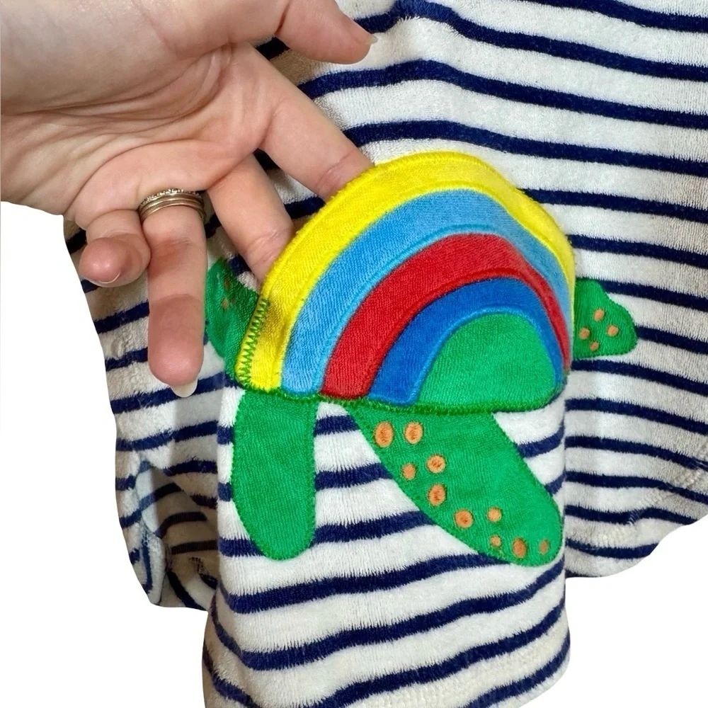 Baby Boden Rainbow Turtle Toweling Poncho Terry Hooded Cover Up Throw On